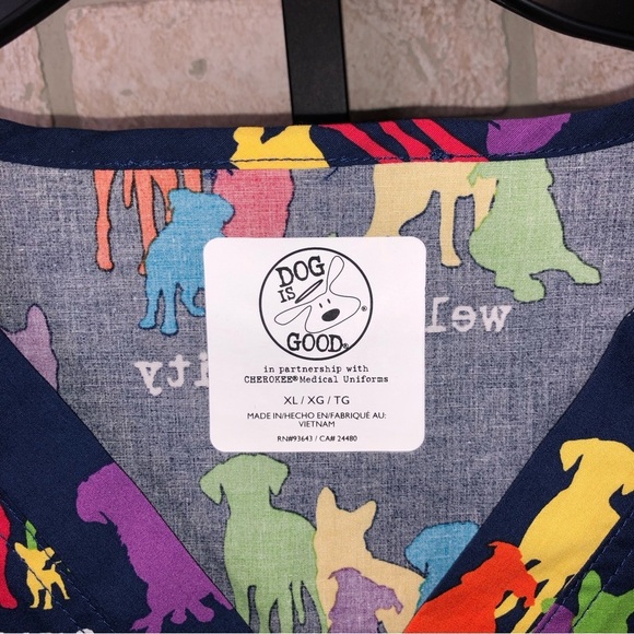 Cherokee Diversity Dog Print Scrub Top - Picture 8 of 9